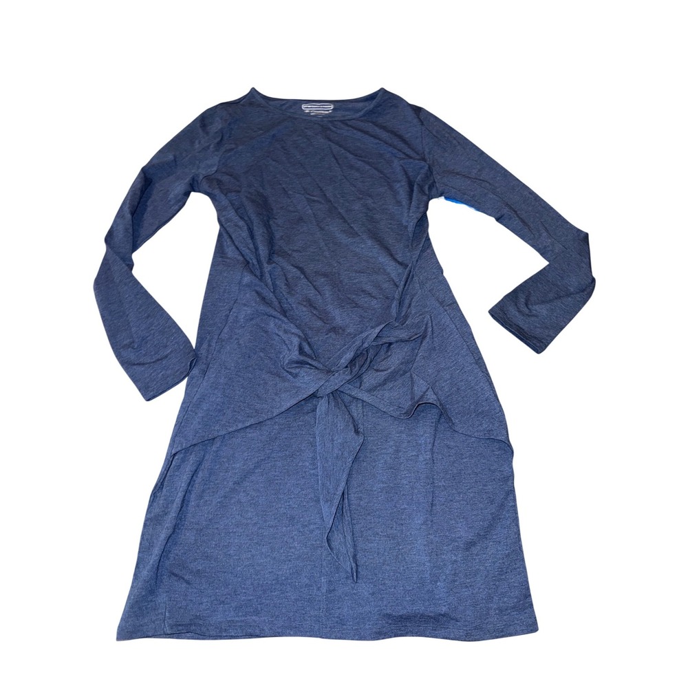 Coolibar Womens UPF 50+ Tie Front Dress Long Sleeve Navy Blue Heathered Medium
